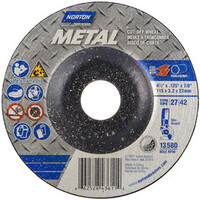 NORTON: 4-1/2 X 1/8 X 7/8 TYPE 27 DEPRESSED CENTER WHEELS, 24 GRIT, 25 PER BOX